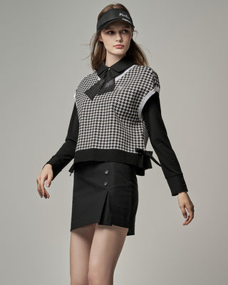 Houndstooth Jacquard Vest (Black)