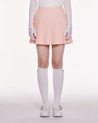 Fair Liar Signature Flare Pleated Skirt (Coral)