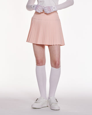 Fair Liar Signature Flare Pleated Skirt (Coral)