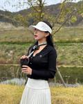 Fair Liar Rib Frill Cardigan - Black
