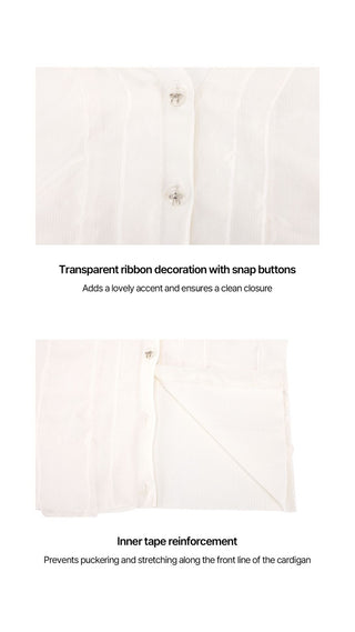 Organza V-neck cardigan (White)