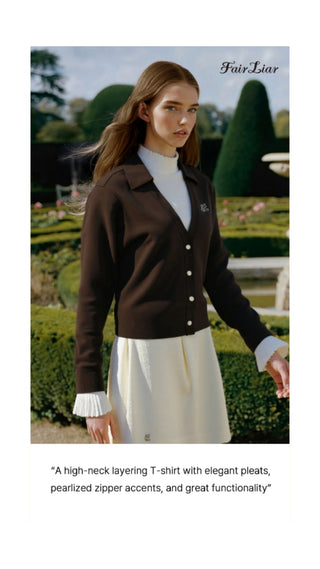 Pleats Turtle-neck Tshirt (Ivory)