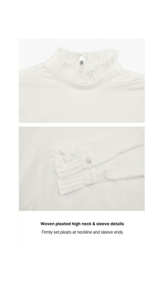 Pleats Turtle-neck Tshirt (Ivory)