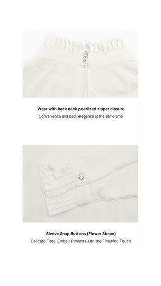 Pleats Turtle-neck Tshirt (Ivory)