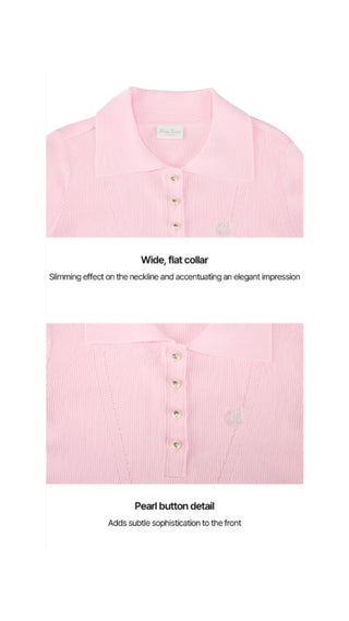 Ribbed Quarter Sleeve Knit (Coral)