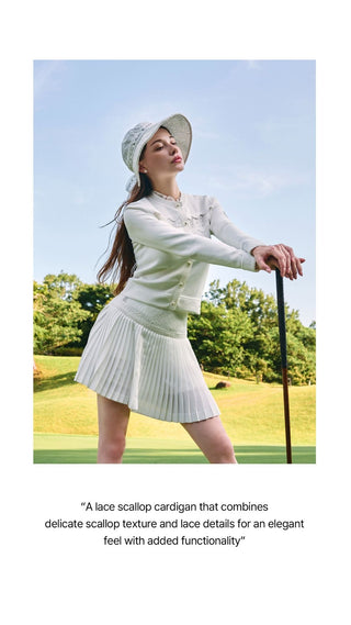 Lace Scallop Cardigan (White)