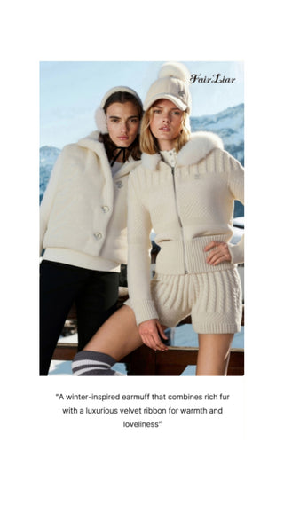 Velvet Ribbon Fur Earmuff (Black)