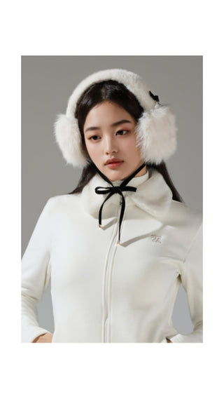 Velvet Ribbon Fur Earmuff (Black)