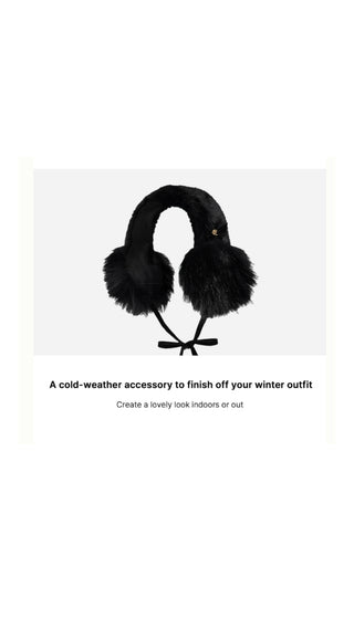 Velvet Ribbon Fur Earmuff (Black)