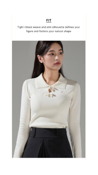 Flat Collar Open Pointed Knit (Lime)