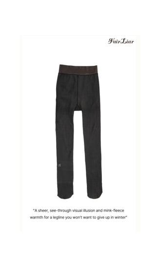 See-Through Brushed Warm Stocking (Brown)