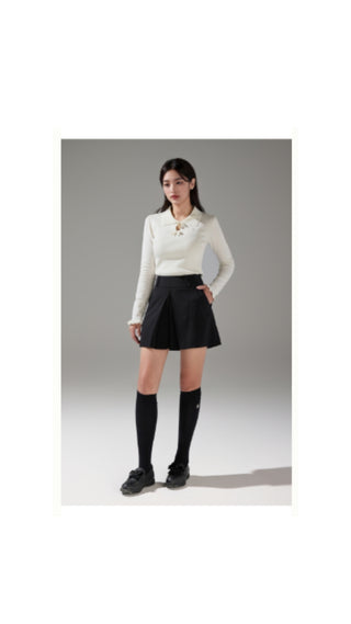 Flat Collar Open Pointed Knit (Lime)