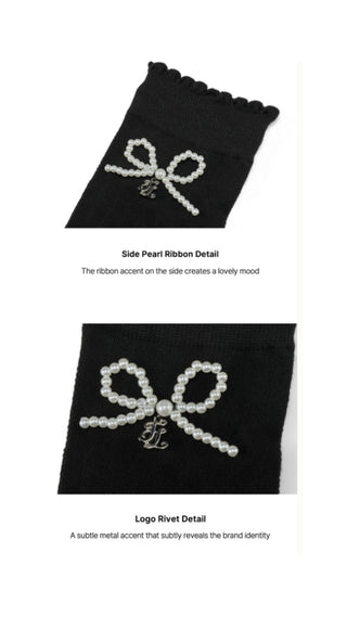 Pearl Ribble Ankle-socks (Black)