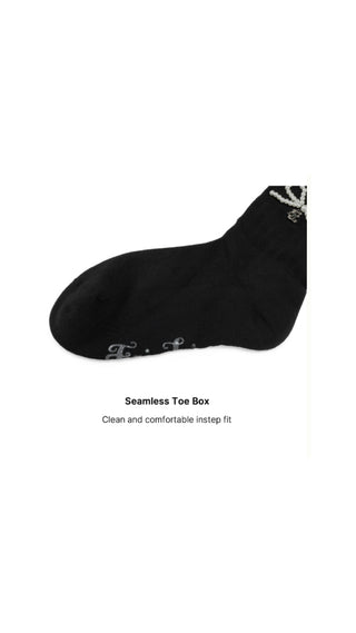 Pearl Ribble Ankle-socks (Black)