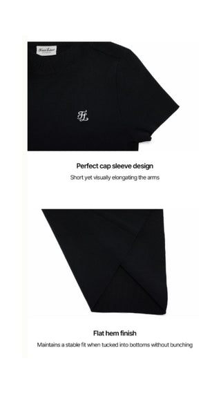 Chiffon Ribbon Cap Sleeve knit (Black)