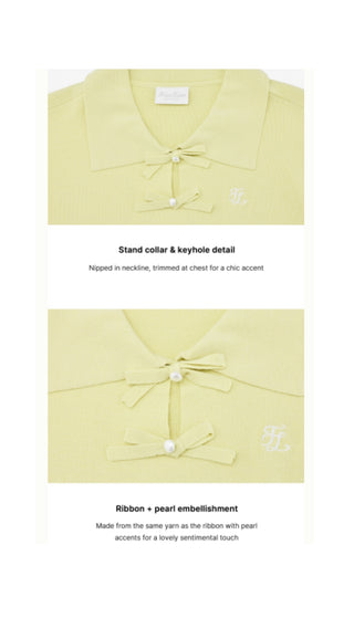 Flat Collar Open Pointed Knit (Lime)