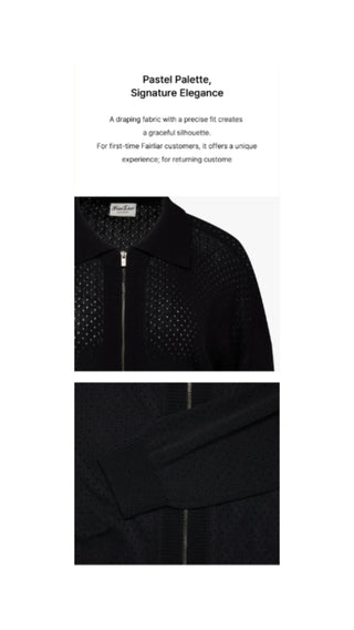 Scassi Collar ZipUp Cardigan (Black)