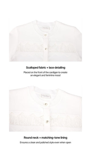 Lace Scallop Cardigan (White)