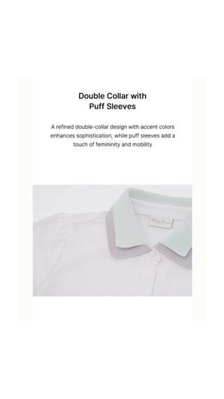 Double Color Collar T Shirt (White)