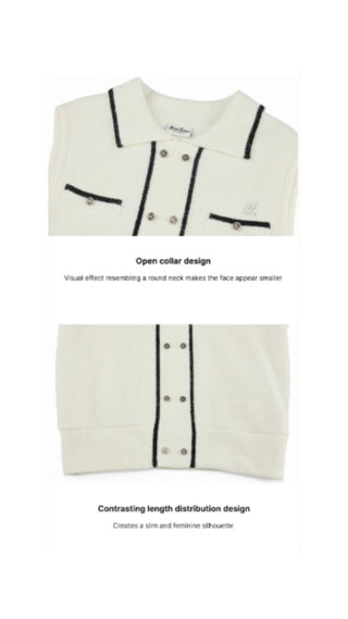 Double Button Windproof Knit Vest (Ivory)