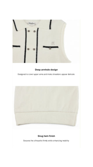 Double Button Windproof Knit Vest (Ivory)