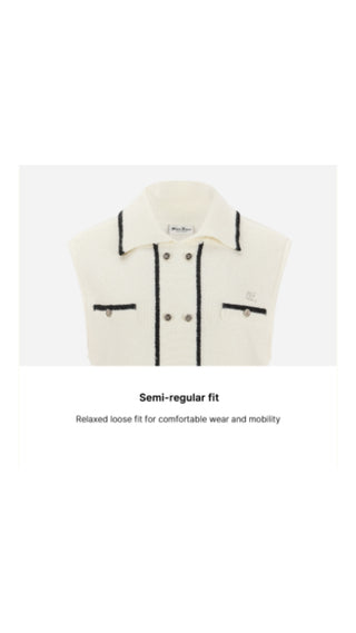Double Button Windproof Knit Vest (Ivory)
