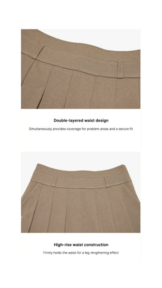Pleats A-line Skirt (Beige)