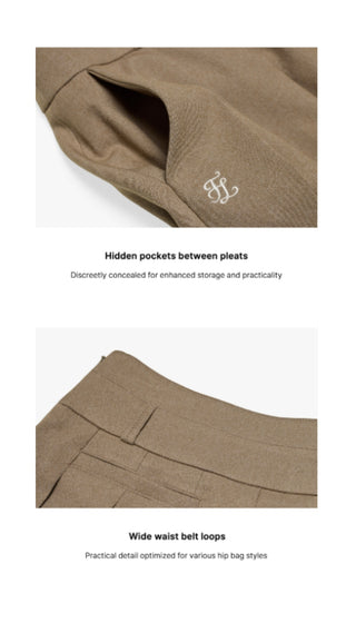 Pleats A-line Skirt (Beige)