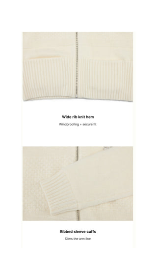 Fur Hooded Zipup Windproof Cardigan (Ivory)