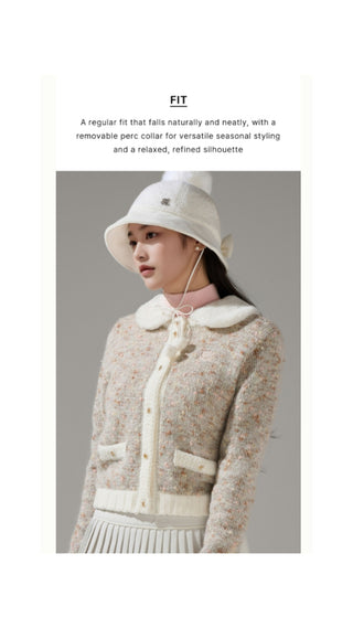 Fur Collar Windproof Cardigan (Beige)