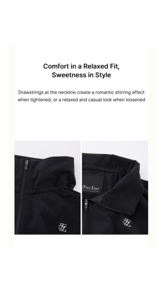 Ruffle Hem ZipUp Jumper (Black)