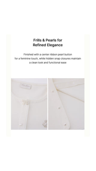 Pearl Ribbon Jacket Cardigan (White)