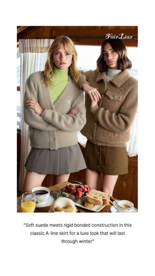 Suede Bonded Skirt (Brown)