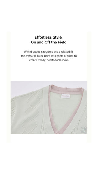Double Color V Neck Cardigan (Green)
