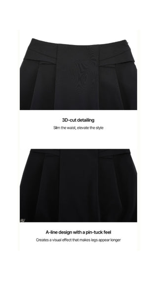 Folded A-line skirt (Black)