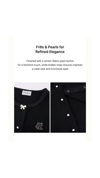 Pearl Ribbon Jacket Cardigan (Black)
