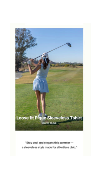 Fair Liar Loose Fit Polo Sleeveless T Shirt (Blue)