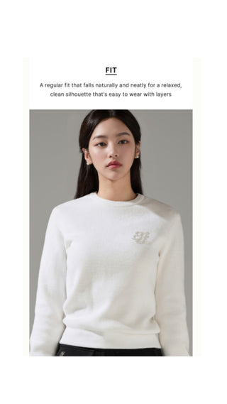 Fluffy Pearl Logo Windproof Knit (Black)