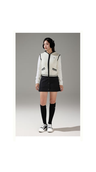 Fluffy Pearl Logo Windproof Knit (Black)