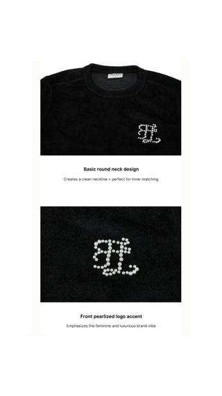 Fluffy Pearl Logo Windproof Knit (Black)