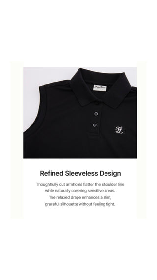 Fair Liar Loose Fit Polo Sleeveless T Shirt (Black)