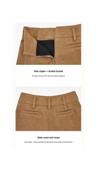 Suede Bonded Skirt (Brown)