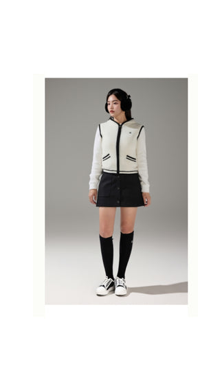 Fluffy Pearl Logo Windproof Knit (Ivory)