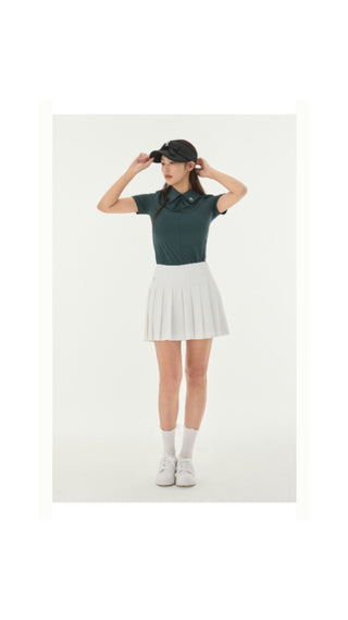 Front shirring short sleeve T Shirt (Green)
