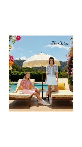 Crochet Flare Pleated Skirt (Mint)