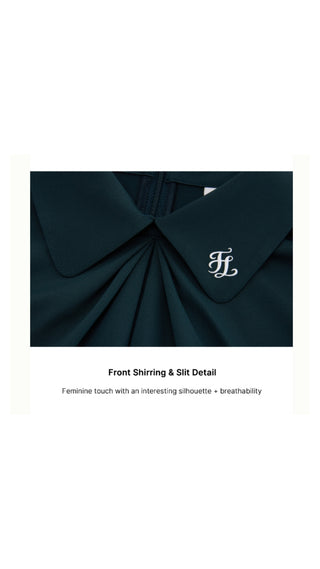 Front shirring short sleeve T Shirt (Green)