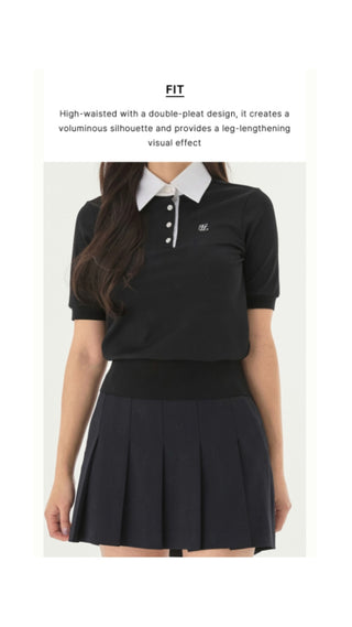 Lettering Jacquard Pleated Skirt (Cream)