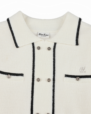 Double Button Windproof Knit Vest (Ivory)