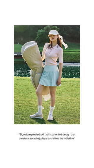 Crochet Flare Pleated Skirt (Mint)