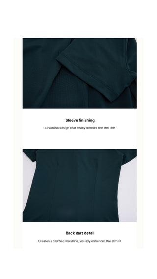 Front shirring short sleeve T Shirt (Green)